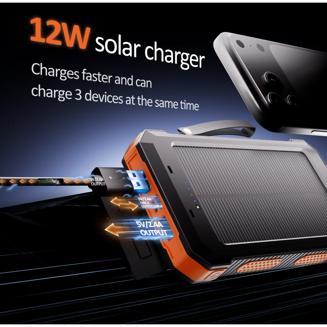 Portable Solar Power Waterproof Power Bank