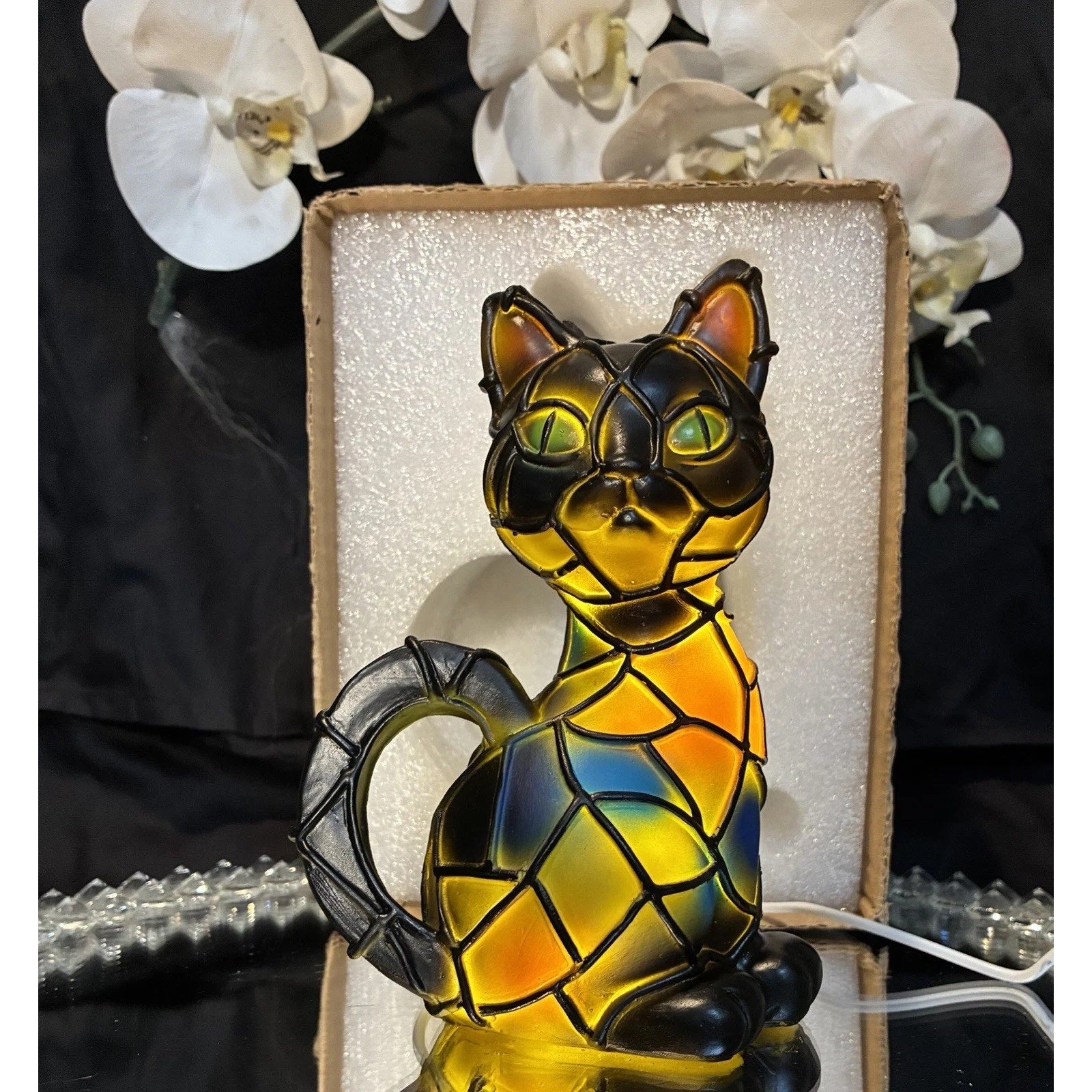 Stained Glass Cat Lamp