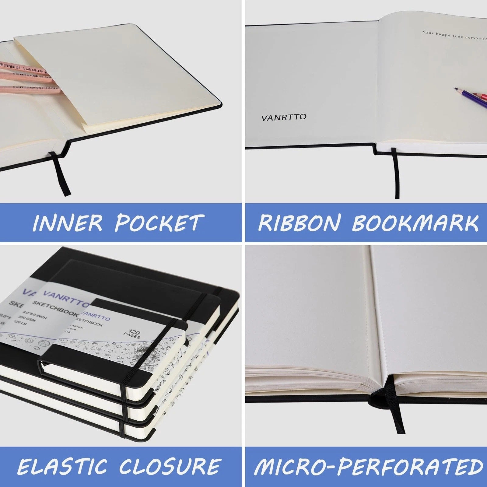VANRTTO Hardcover Square Sketch Book