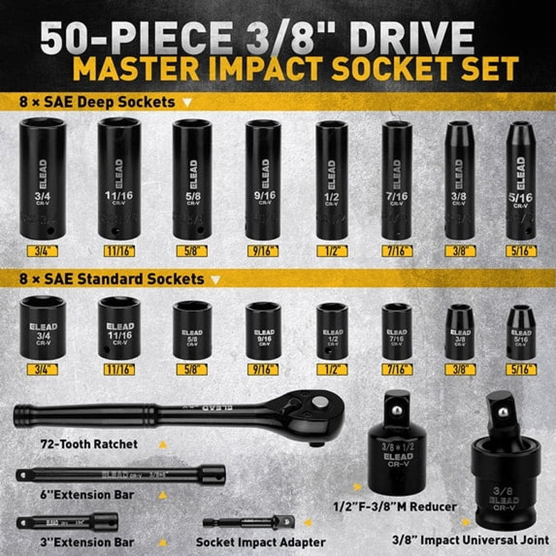 50-Piece Drive Master Impact Socket Set