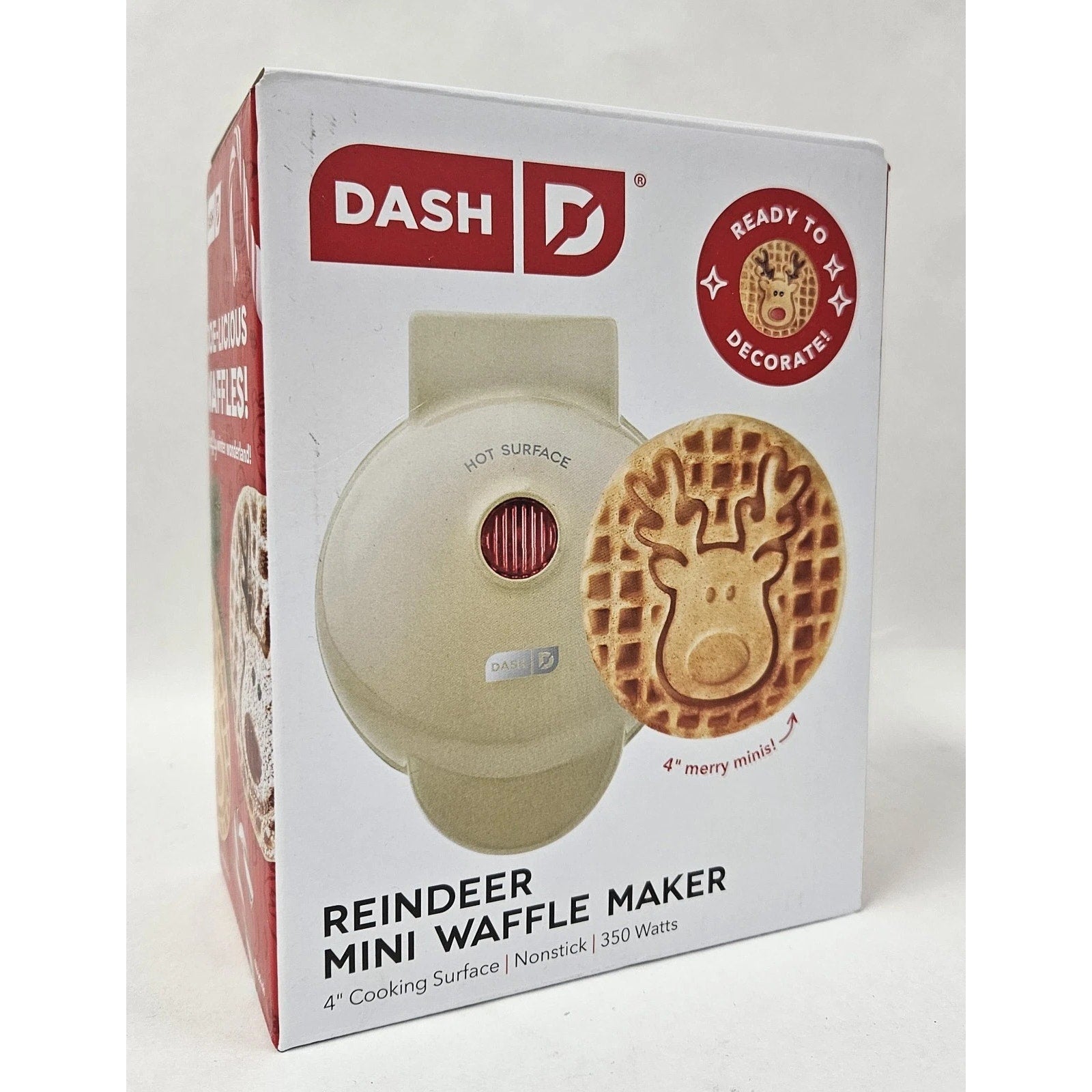 Dash Reindeer Mini Waffle Maker 4” Nonstick Cooking Surface