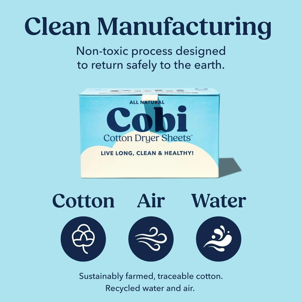 Cobi Biodegradable Non Toxic Cotton Dryer Sheets Eco Friendly 120 Count