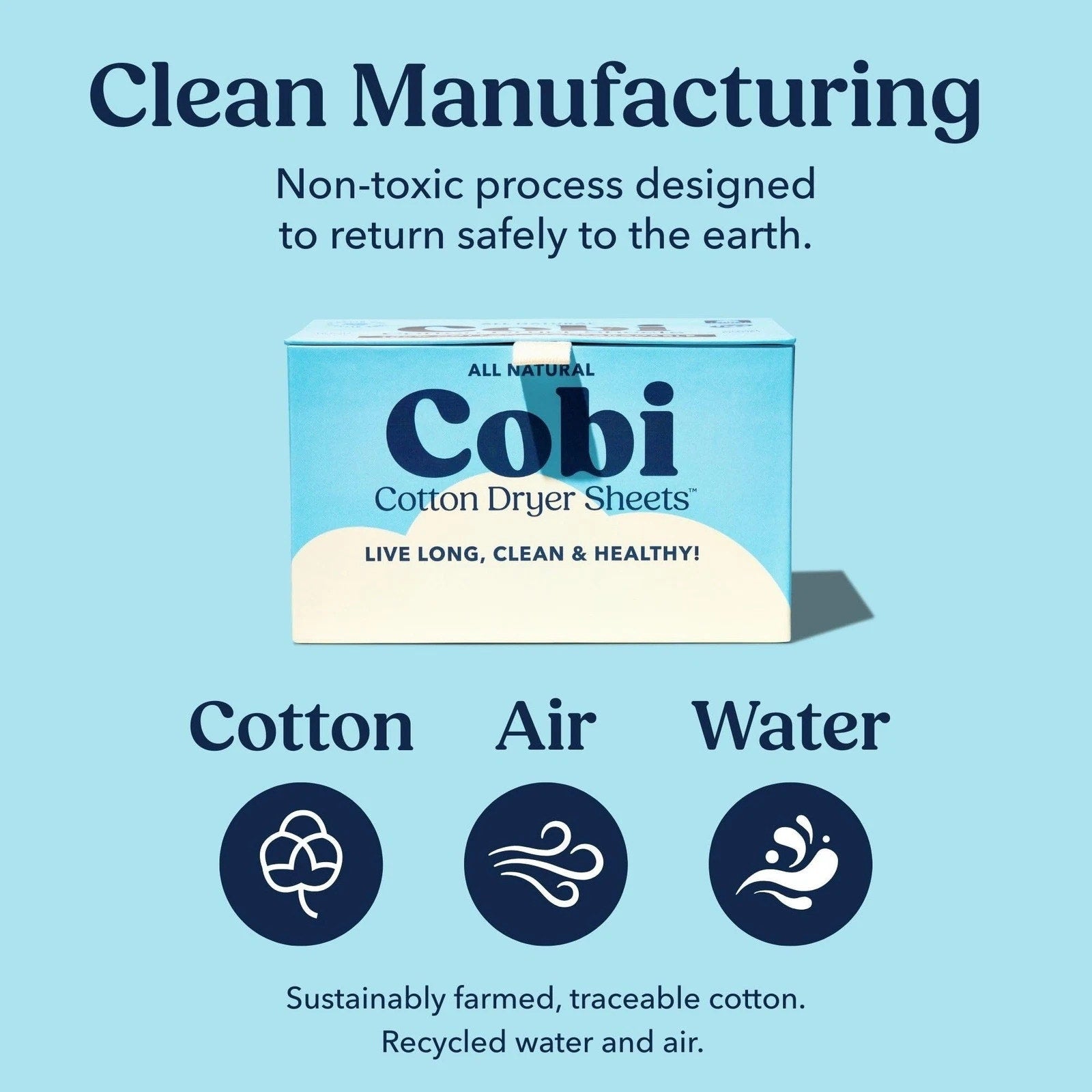 Cobi Biodegradable Non Toxic Cotton Dryer Sheets Eco Friendly 120 Count