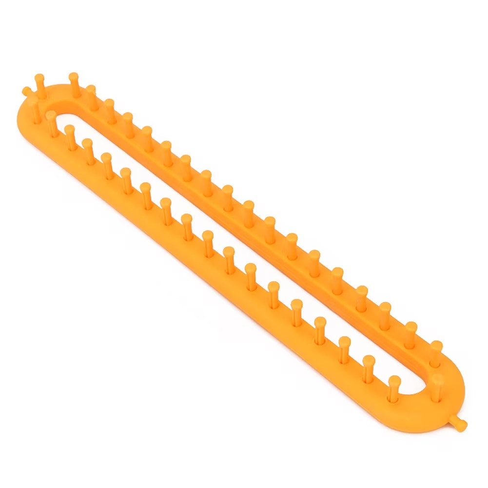 2 Rectangular Knitting Looms with Hook, Green and Orange