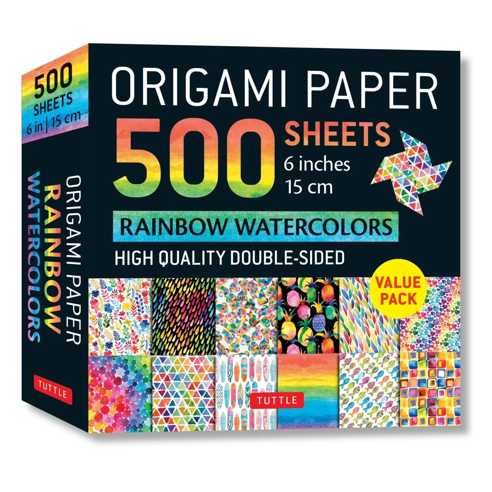 Origami Paper 500 sheets Rainbow Watercolors 6" (15 cm), Tuttle Origami Paper