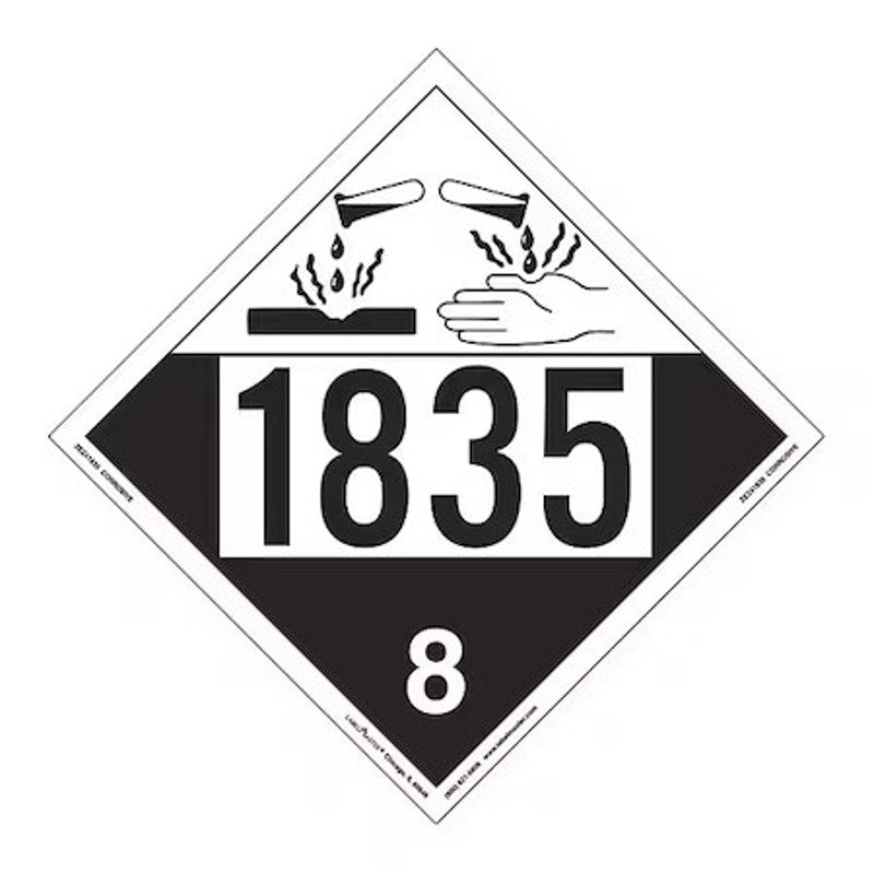 LABELMASTER ZEZ41835 Corrosive Placard, UN 1835, PK25