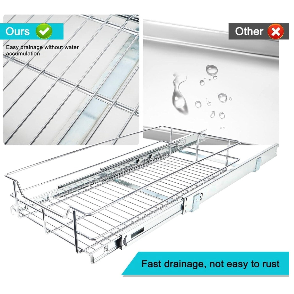 Pull Out Cabinet Organizer 20" W X 22" D, Slide Out Drawers For Kitchen Organizers and Storage