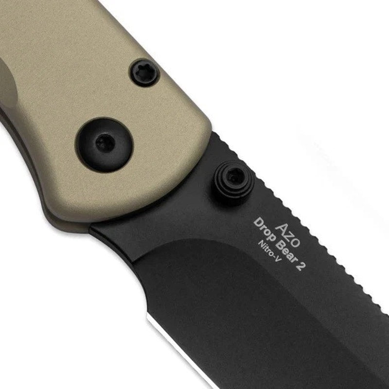 Kizer Drop Bear 2 Folding Knife Tan Alum Handle Nitro-V Plain Black OPEN BOX NEW