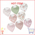 CIVARUA KIDS Muslin Baby Bibs 8 Pack, Baby Bandana Drool Bib for Drooling and Te
