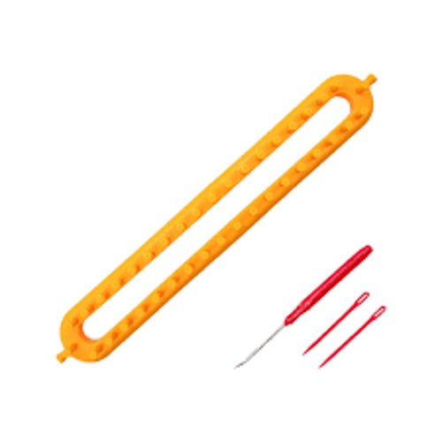 2 Rectangular Knitting Looms with Hook, Green and Orange