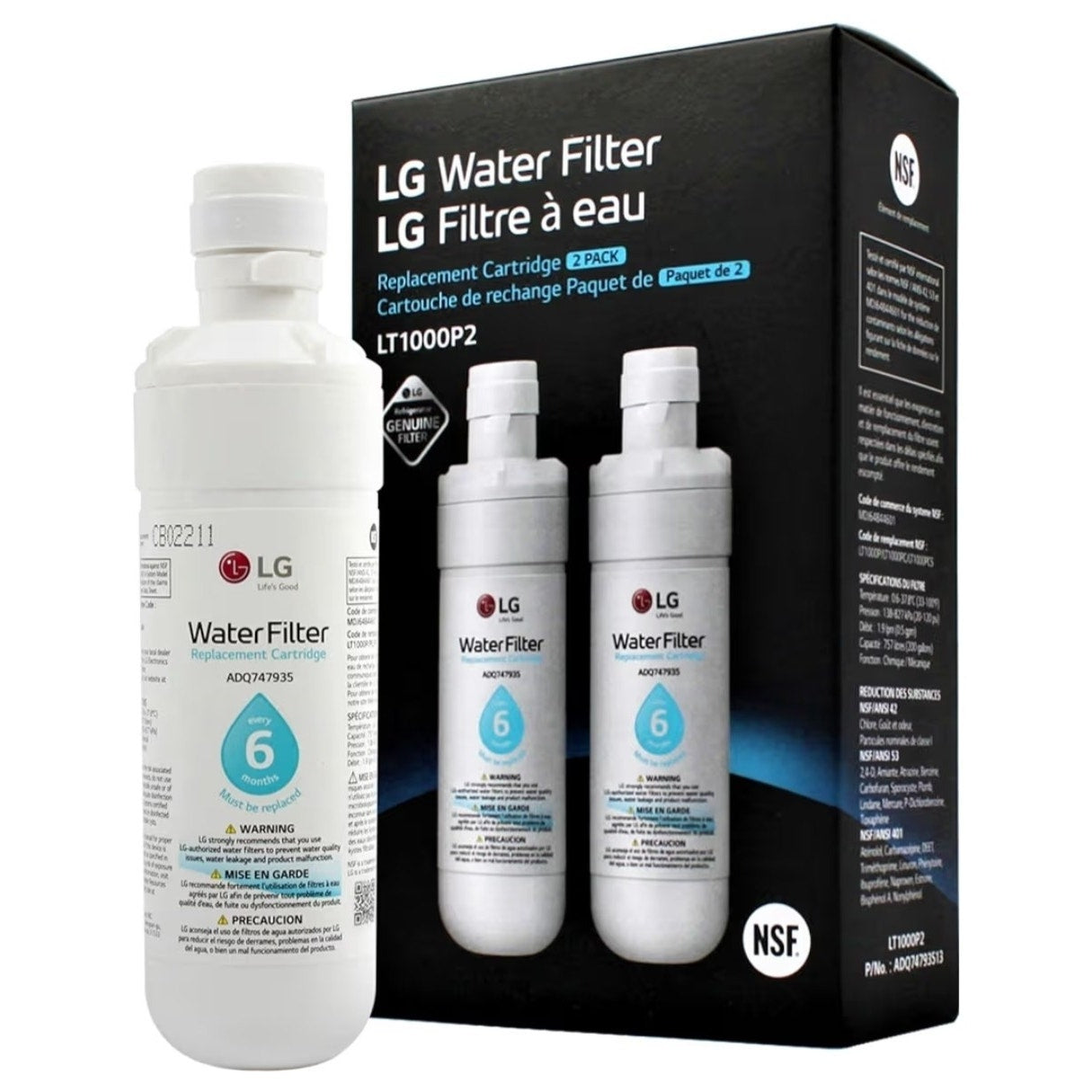 LG LT1000P2 6-Month / 200 Gallon Refrigerator Replacement Water Filter