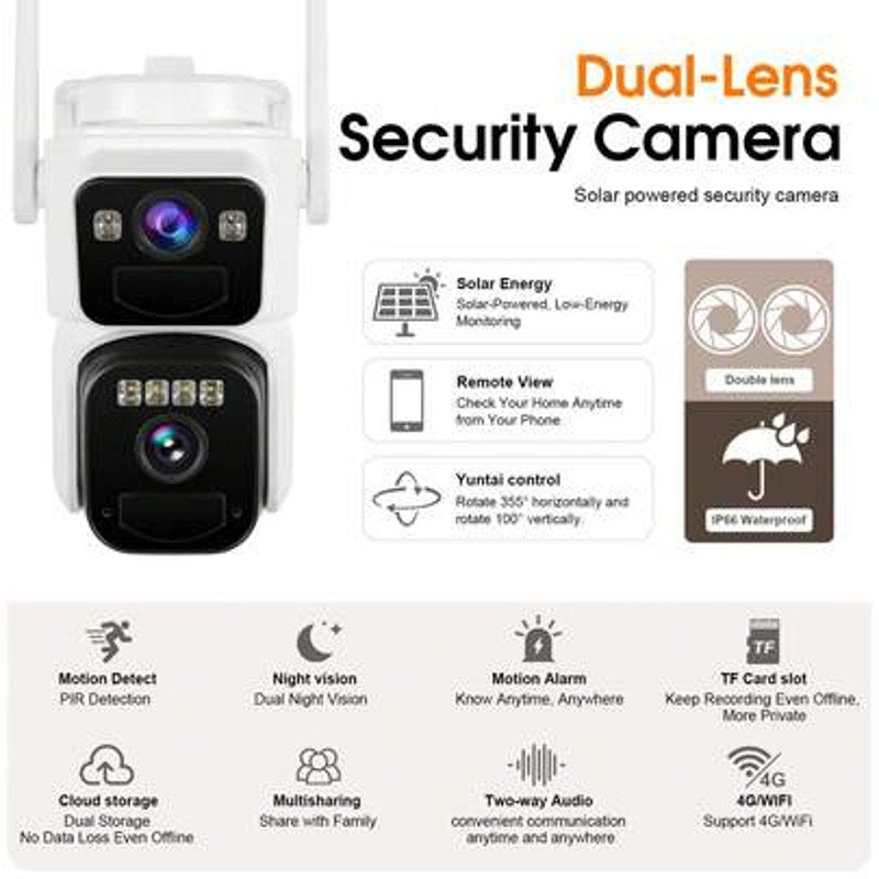 Dual-lens PTZ Outdoor WiFi Security Camera