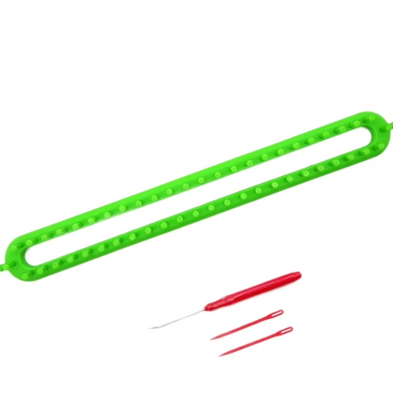 2 Rectangular Knitting Looms with Hook, Green and Orange