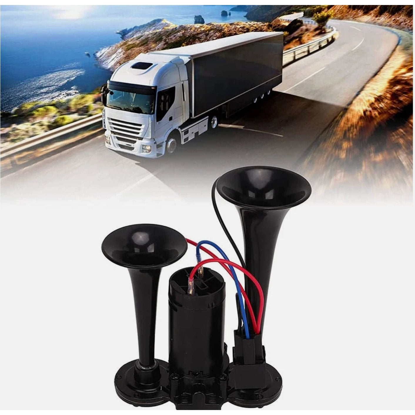 Air Horns Kit with Compressor 12V