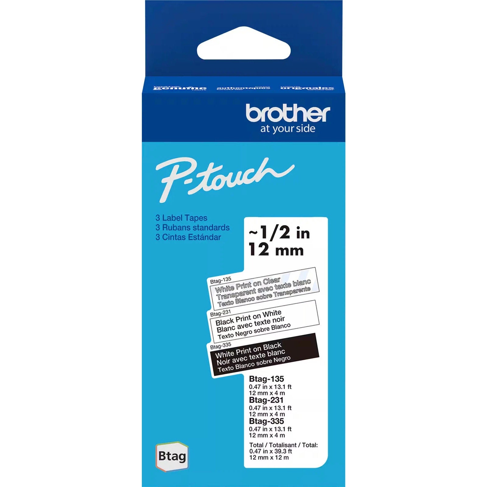 Brother P-touch BTAG3M01 Label Tape 3-Pack