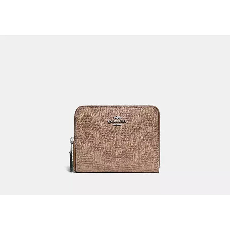 Small Zip Around Wallet In Blocked Signature Canvas