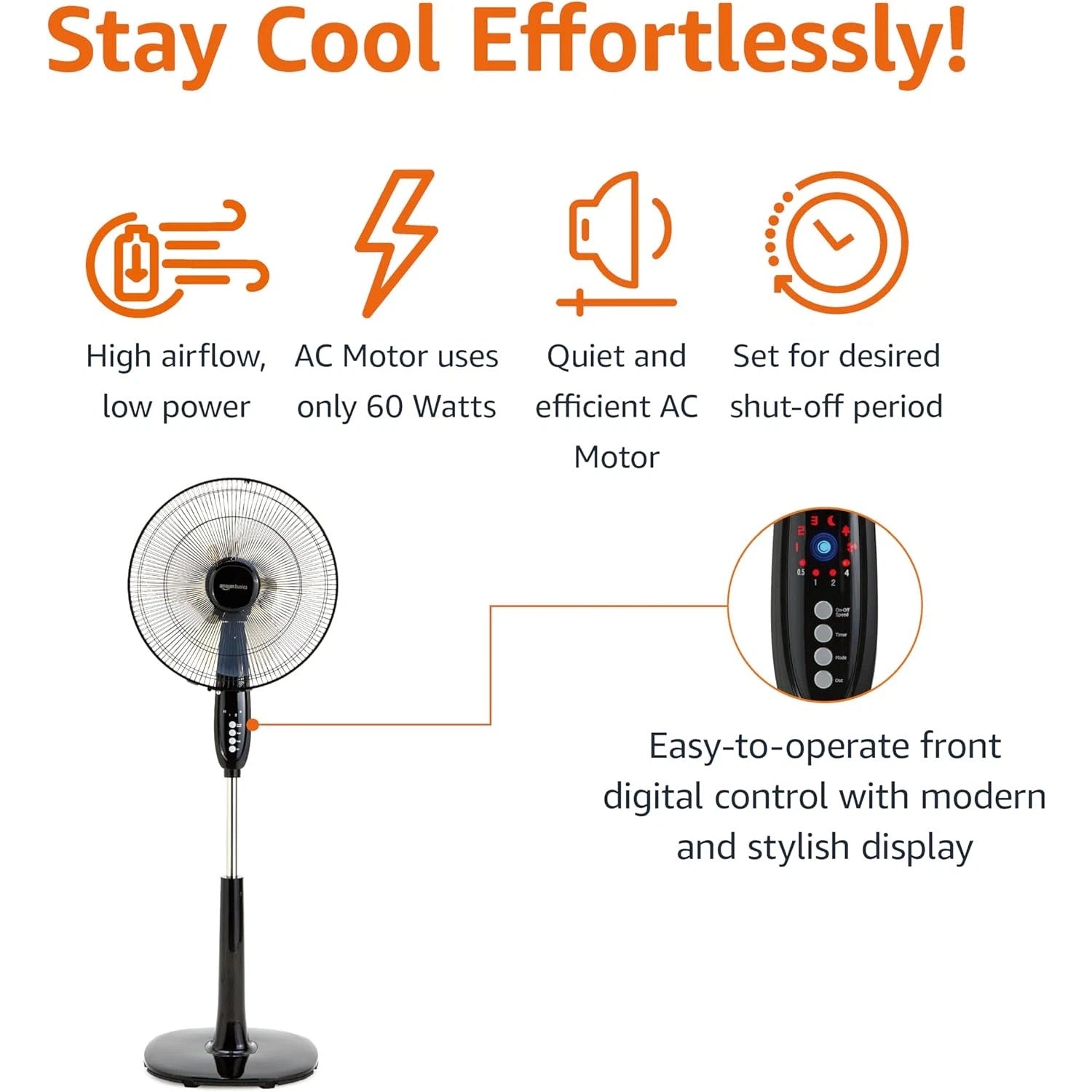 Adjustable Oscillating Standing Pedestal Fan with Remote