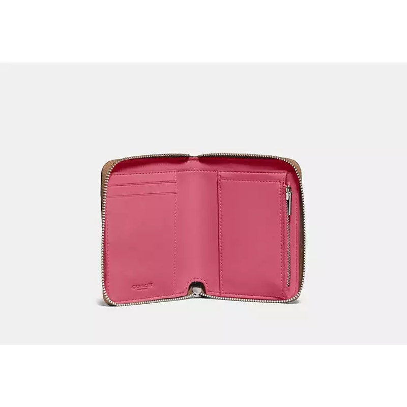 Small Zip Around Wallet In Blocked Signature Canvas