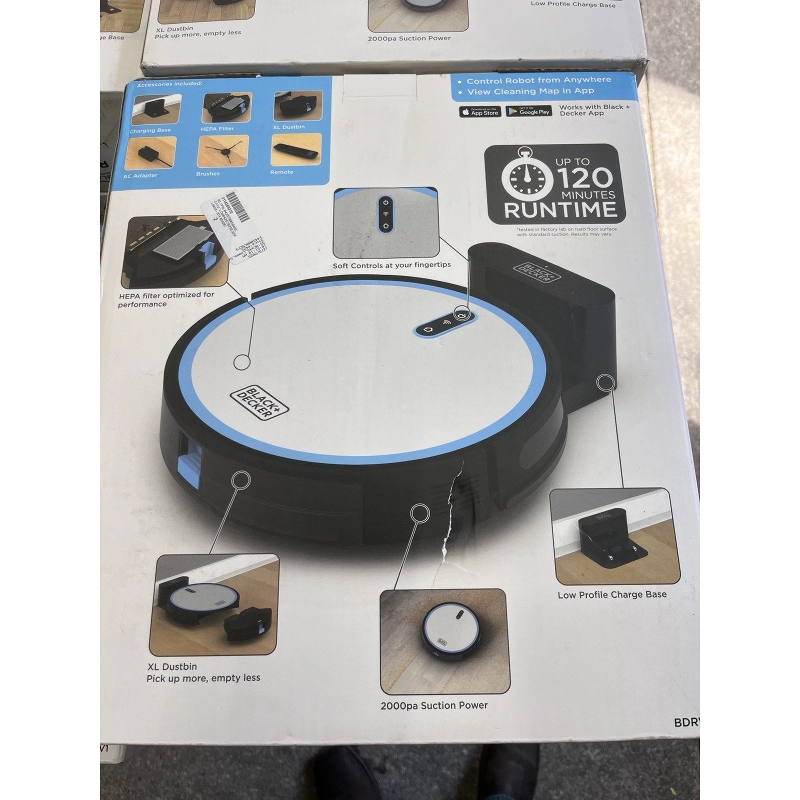 Black & Decker Roboseries Multi Surface Robot Vacuum 2000pa 560ml