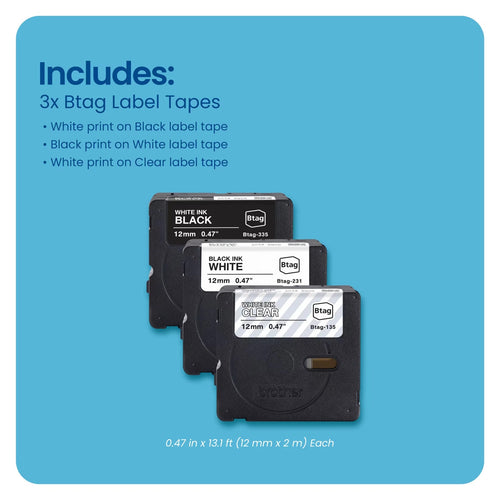 Brother P-touch BTAG3M01 Label Tape 3-Pack
