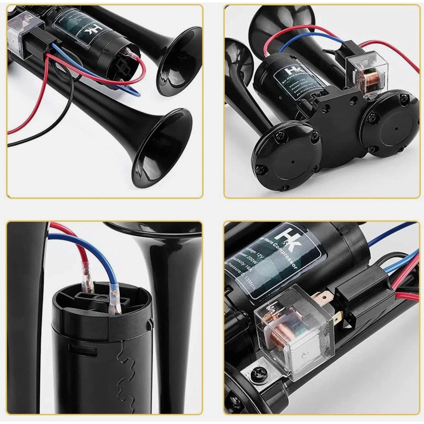 Air Horns Kit with Compressor 12V