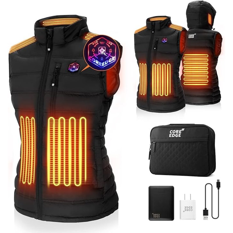 CORE EDGE Heated Vest for Women with Detachable Heated Hood, Smart Electric Vest Rechargeable