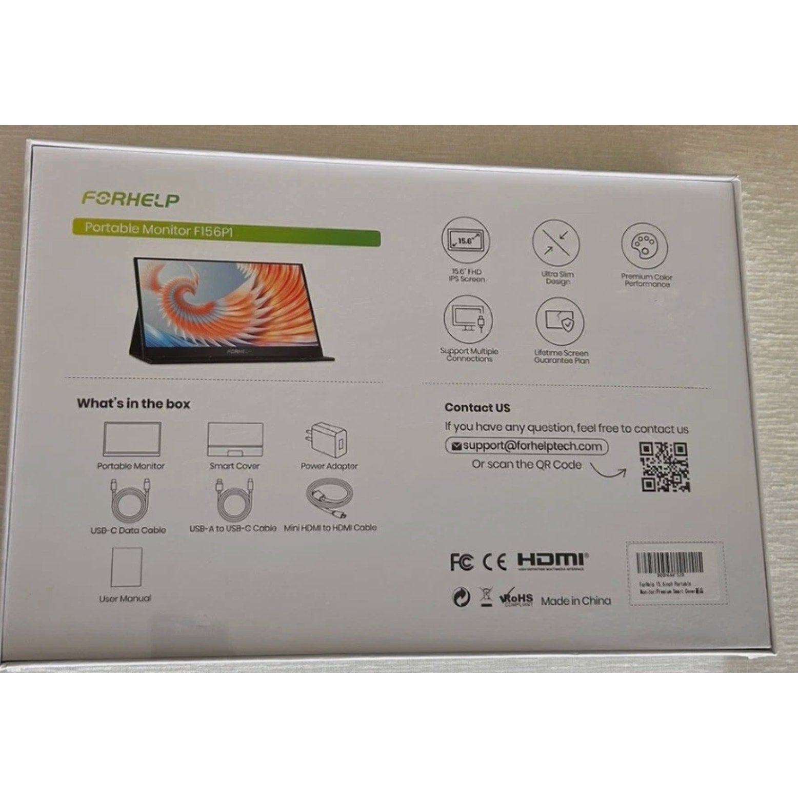 ForHelp F156P1 15.6 Inch FHD IPS Screen Ultra Slim Design Portable Monitor