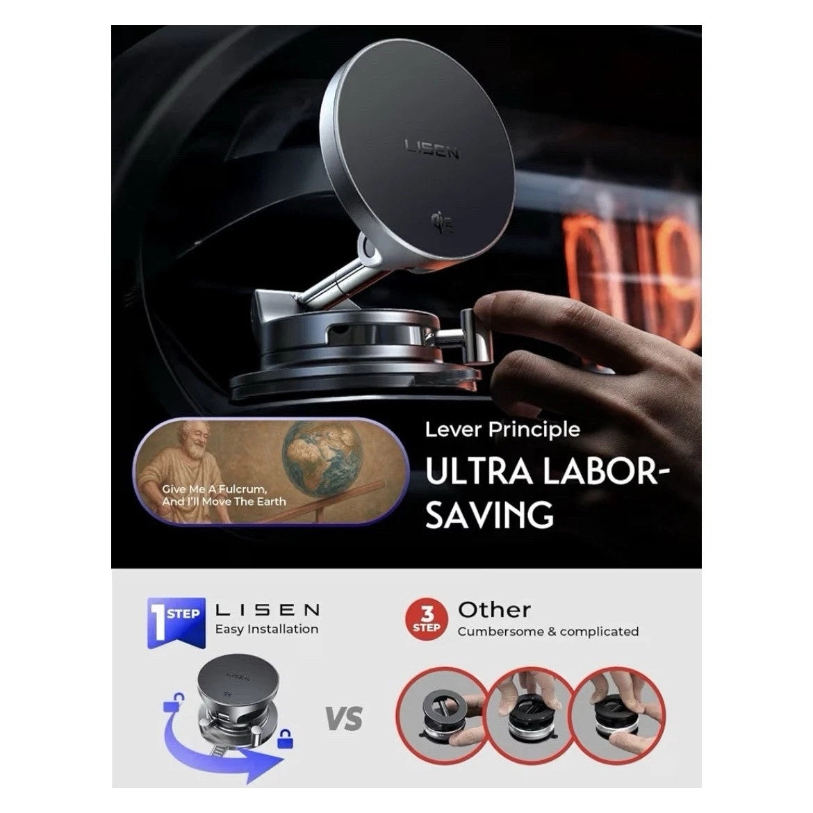W608 Pro Qi2.2 Wireless Car Charger