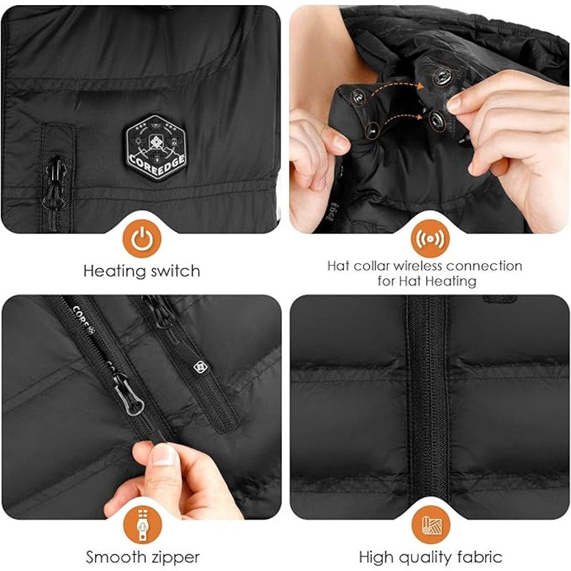 CORE EDGE Heated Vest for Women with Detachable Heated Hood, Smart Electric Vest Rechargeable