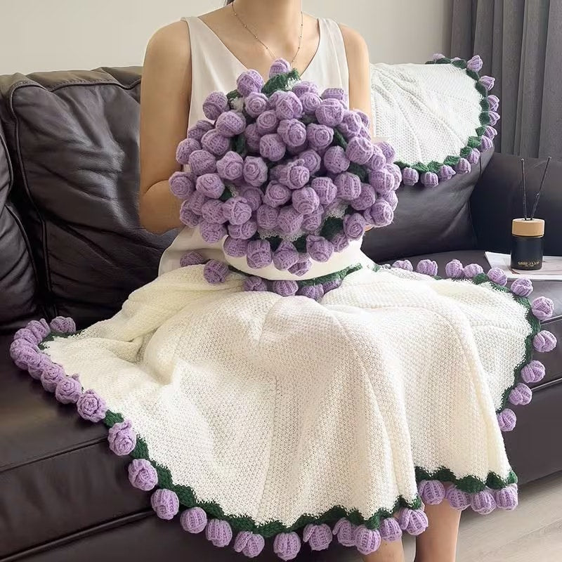 Purple Rose Bouquet Blanket