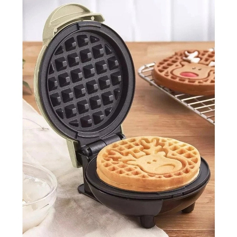 Dash Reindeer Mini Waffle Maker 4” Nonstick Cooking Surface