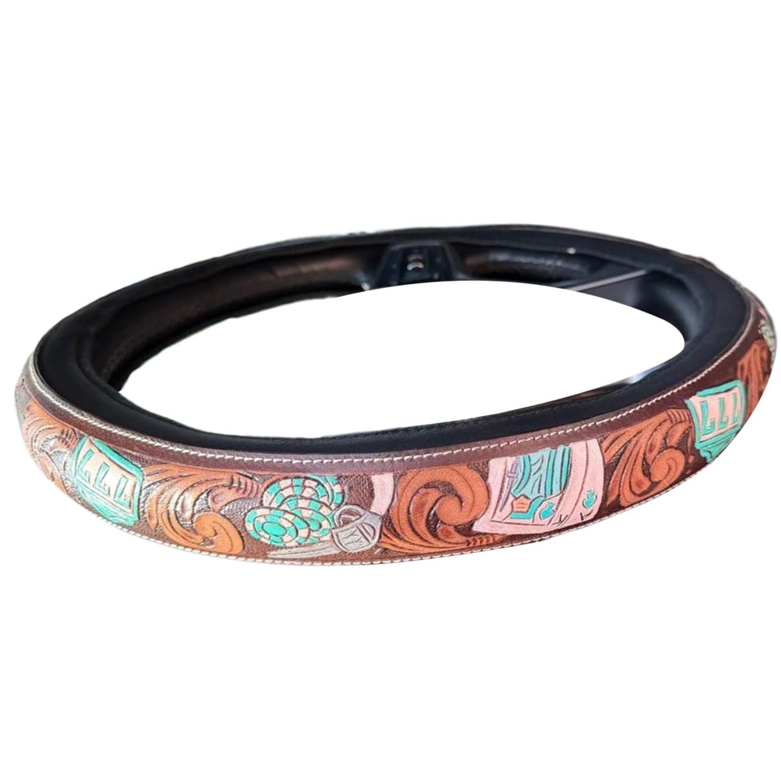 Western Floral Poker Steering Wheel Cover