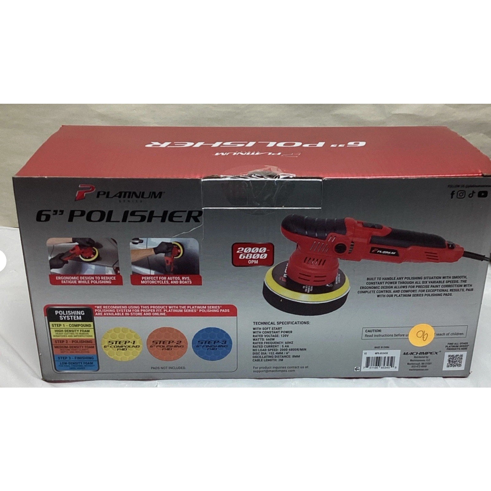 Platinum Series 6-in PROFESSIONAL DUAL-ACTION POLISHER / BUFFER 6-Speed 6800 OPM G