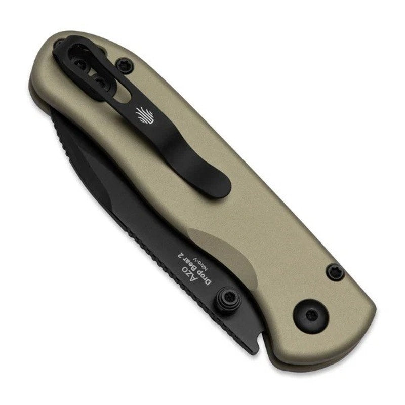 Kizer Drop Bear 2 Folding Knife Tan Alum Handle Nitro-V Plain Black OPEN BOX NEW