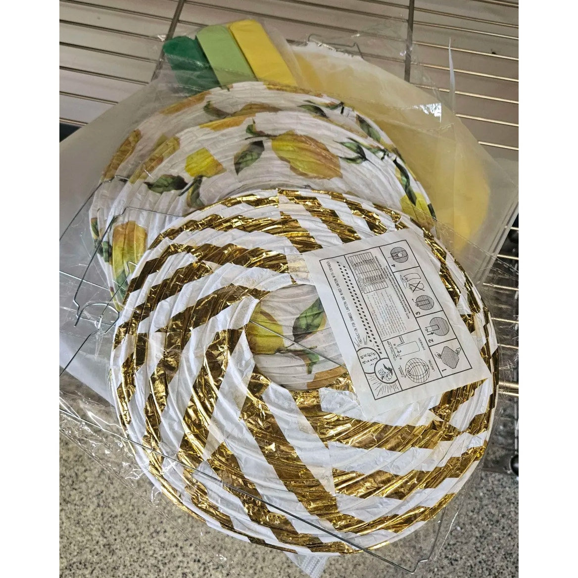 Lemon and Gold Paper Lanterns Party Decorations