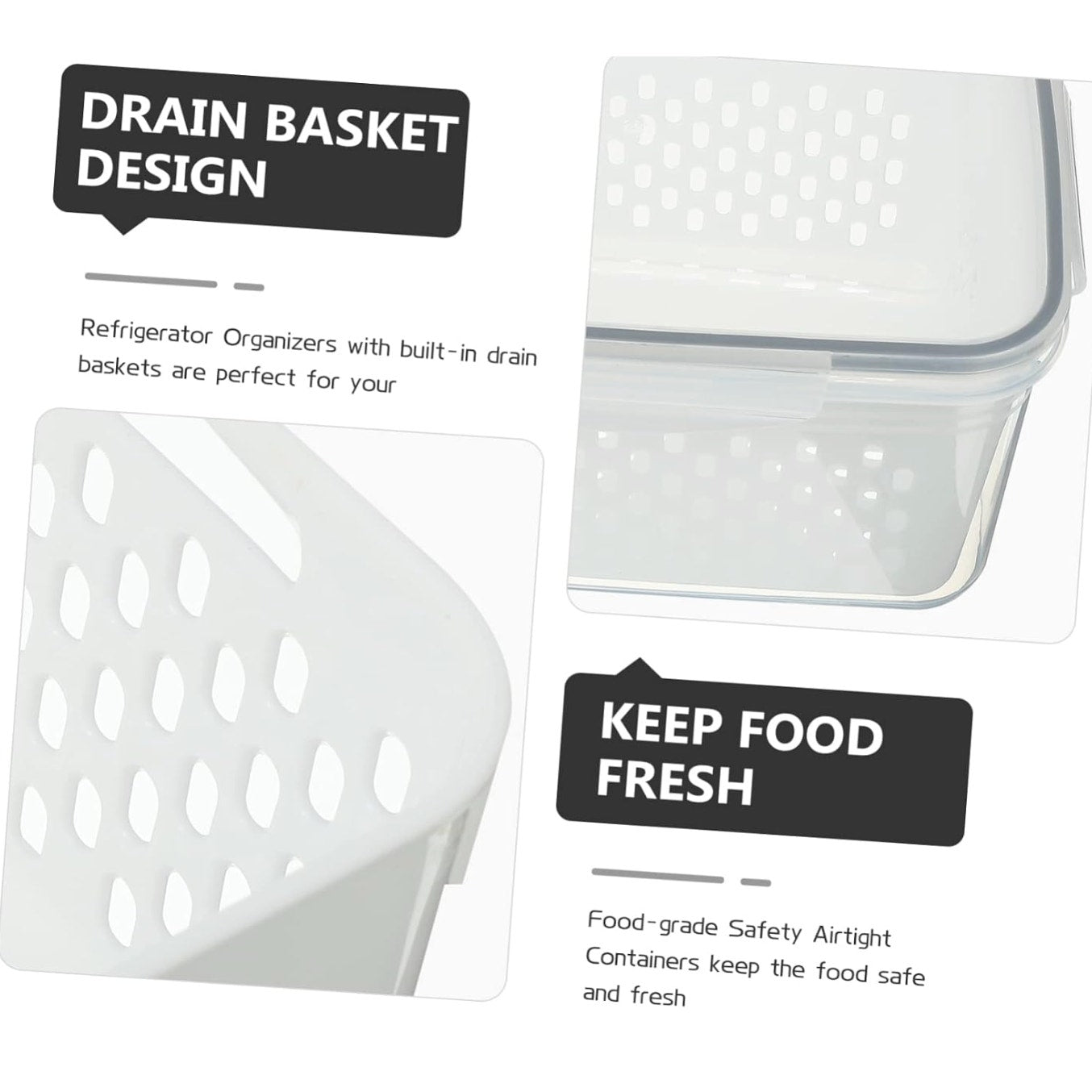 Food Storage Container with Drain Basket