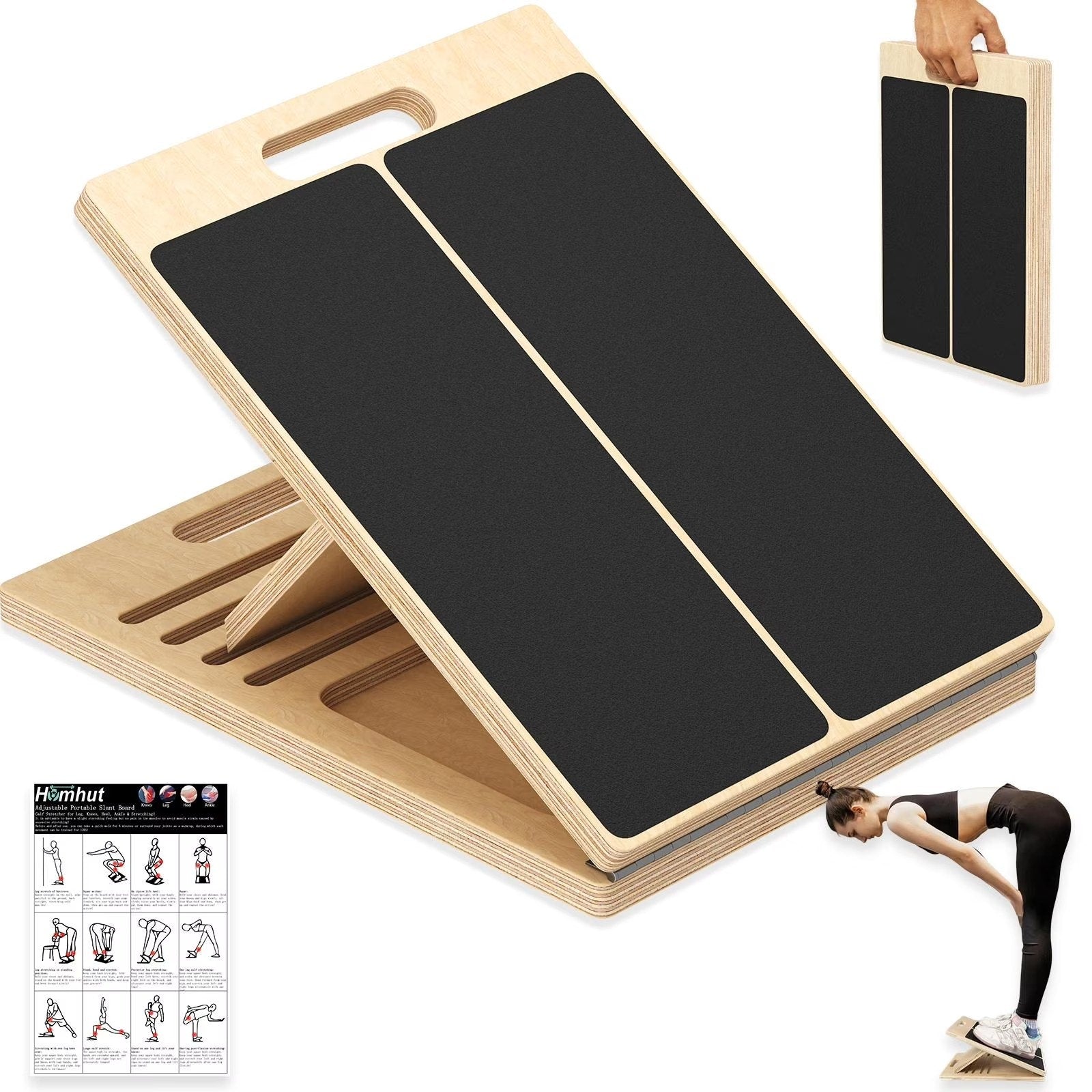 Adjustable Incline Wooden Slant Board Equipment for Home Gym Exercise