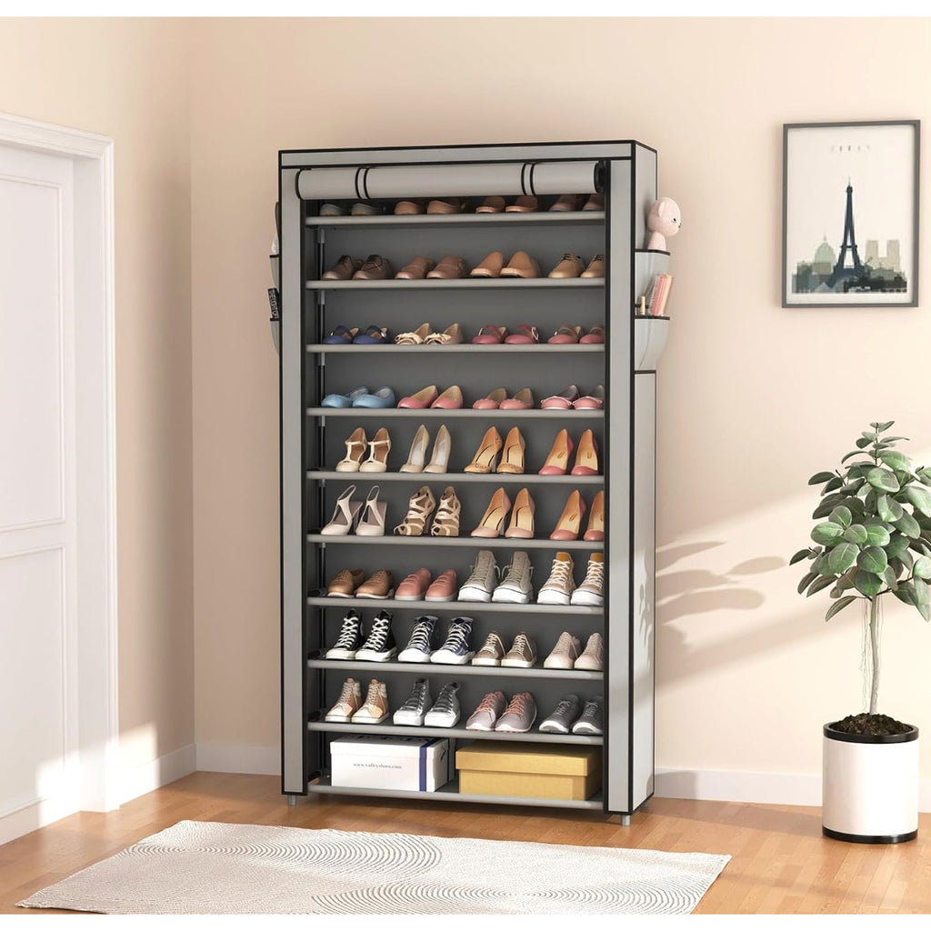 ROJASOP 10-Tier Shoe Rack with Covers