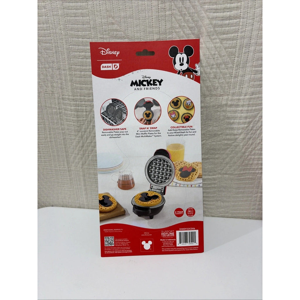 DISNEY DASH MULTIMAKER MINI 4" Mickey Minnie Mouse Removable Waffle Plates