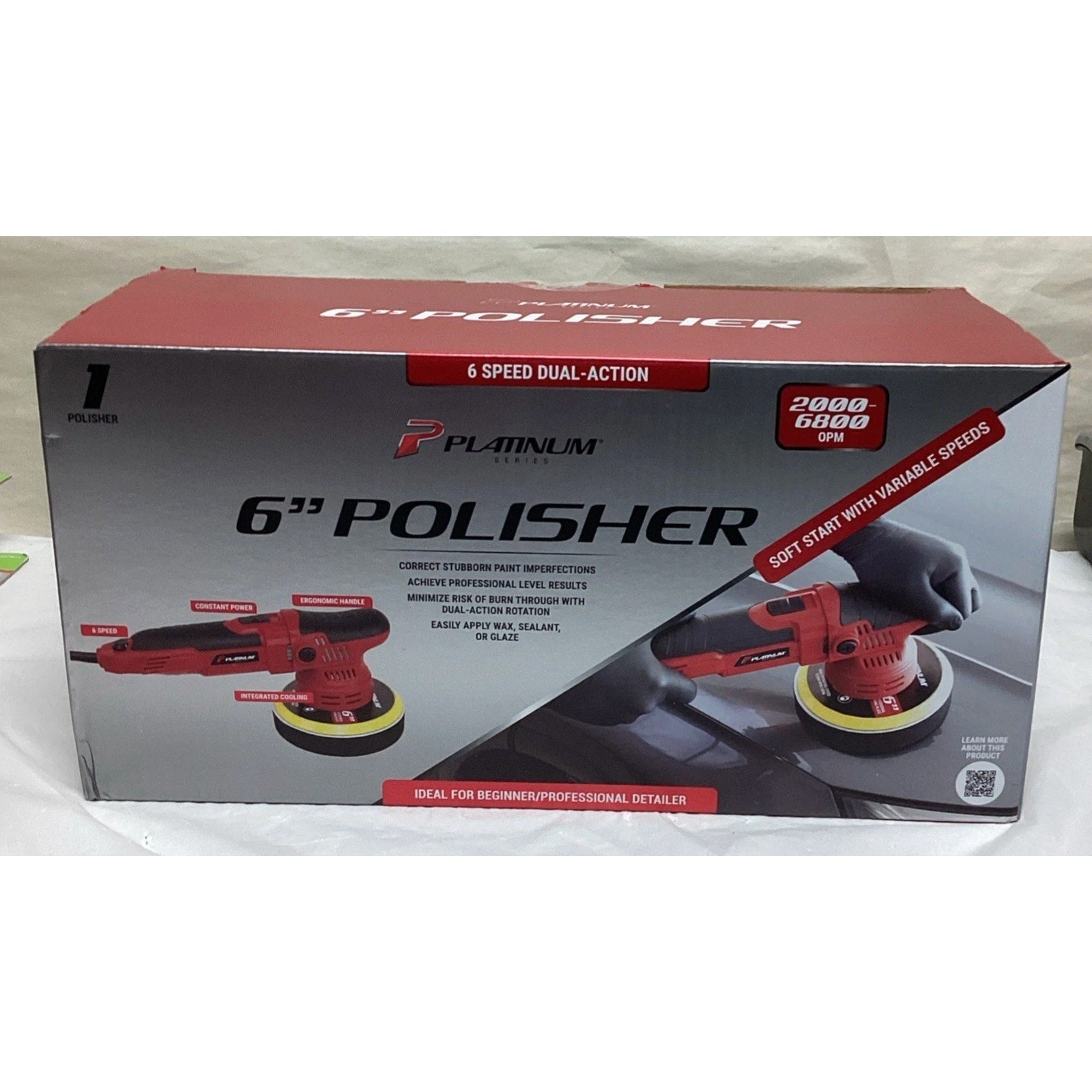 Platinum Series 6-in PROFESSIONAL DUAL-ACTION POLISHER / BUFFER 6-Speed 6800 OPM G