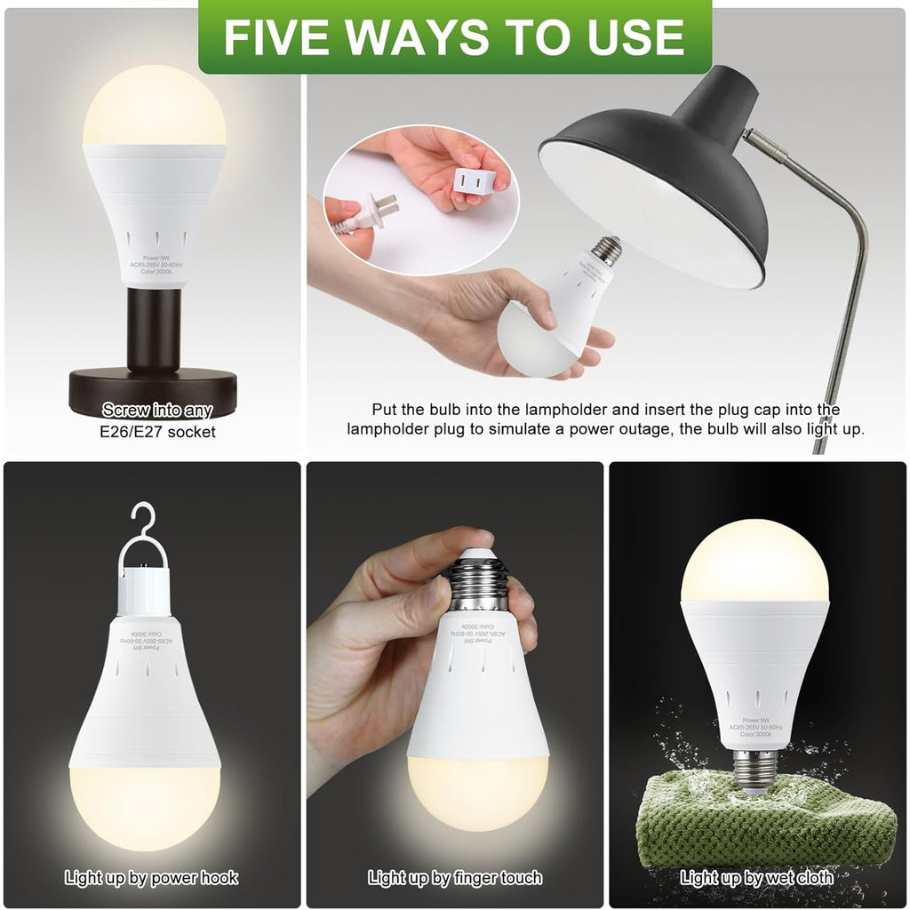 Home Emergency Series Rechargeable LED Bulbs (4-Pack)