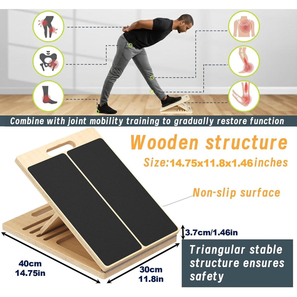 Adjustable Incline Wooden Slant Board Equipment for Home Gym Exercise